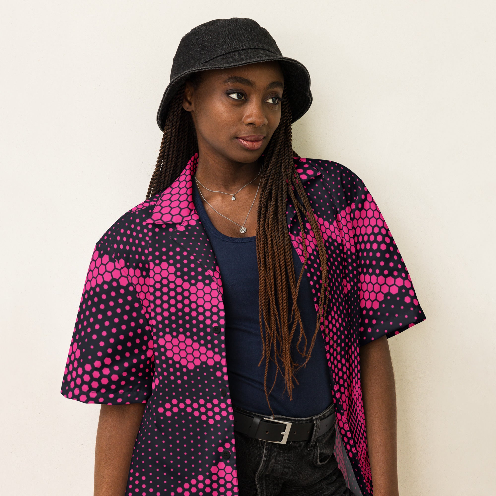 Camo Button Up Shirt | Pink Digital Dotted Camouflage Camo Colors