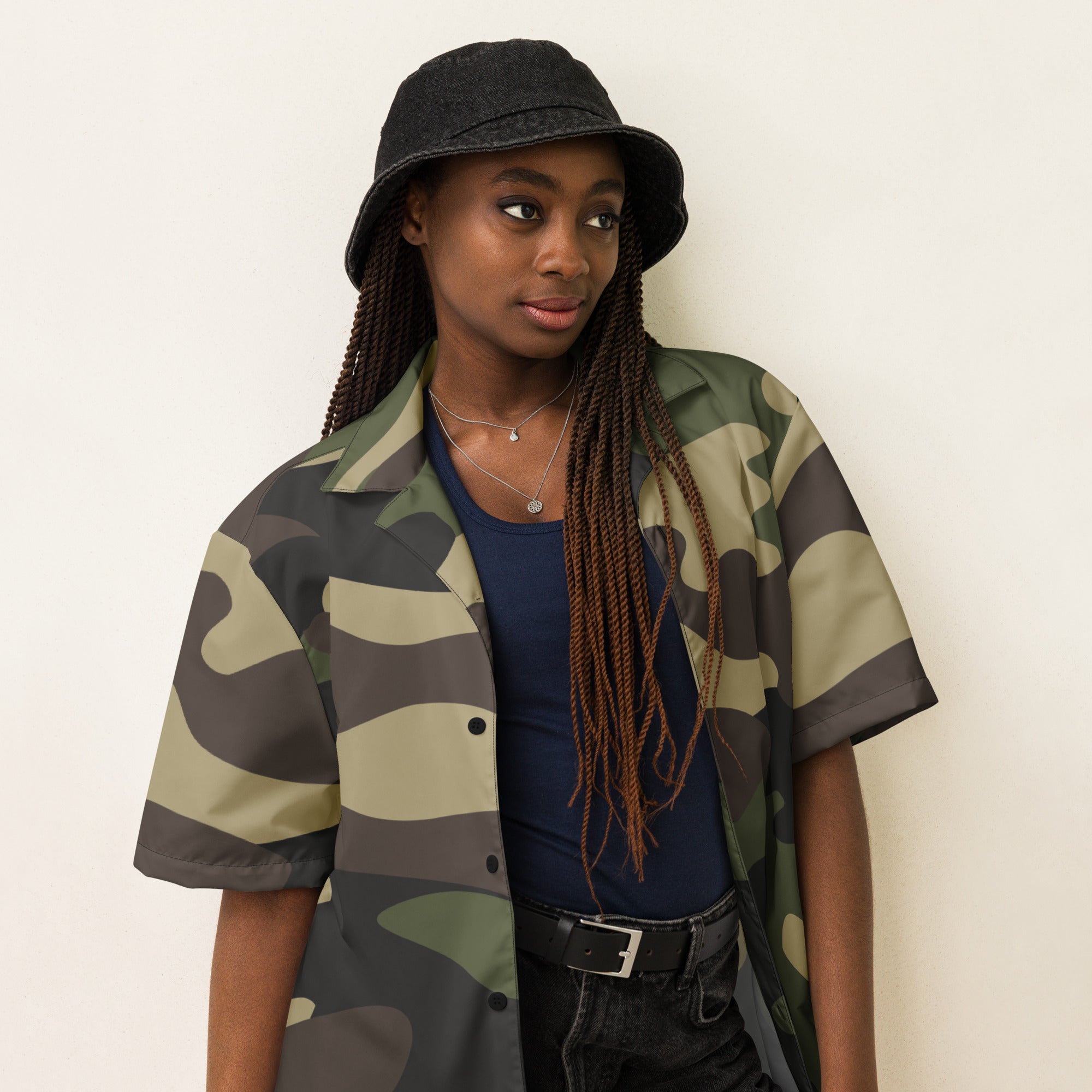 Button Up Shirt | OVERSIZED FIT | Classic Green Camouflage Camo Colors