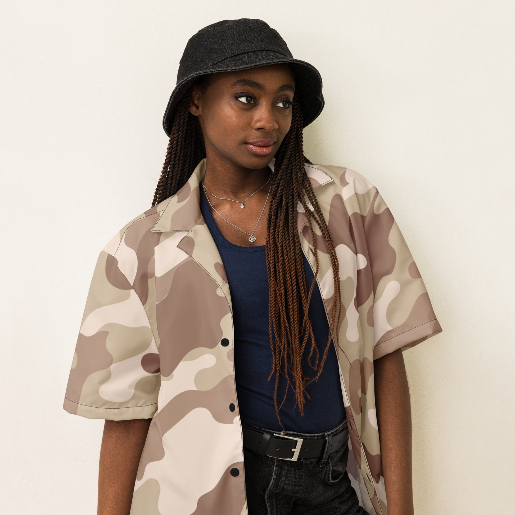 Button Up Shirt | OVERSIZED FIT | Desert Brown Camouflage Camo Colors