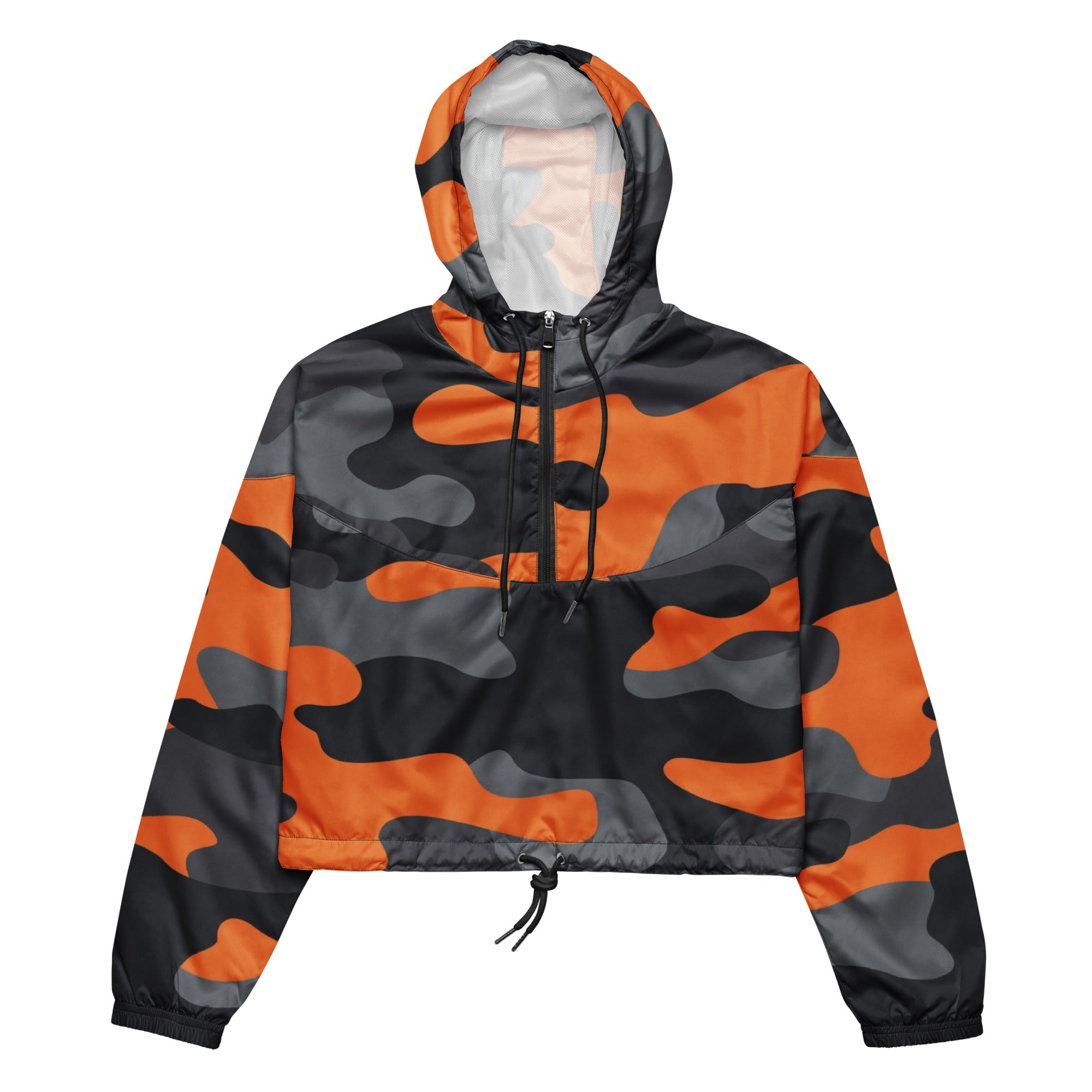Women's Windbreaker | Orange, Gray & Black Camouflage Camo Colors