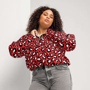 Women's Windbreaker | Red, Black and White Leopard Pattern Camo Colors
