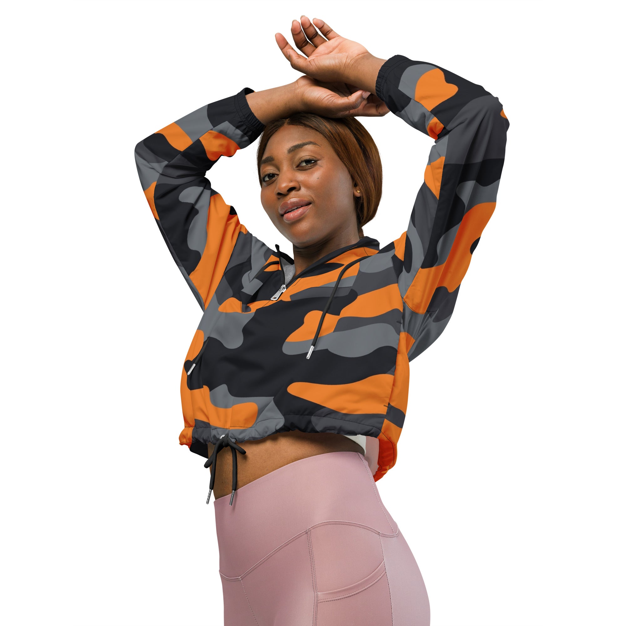 Women's Windbreaker | Orange, Gray & Black Camouflage Camo Colors