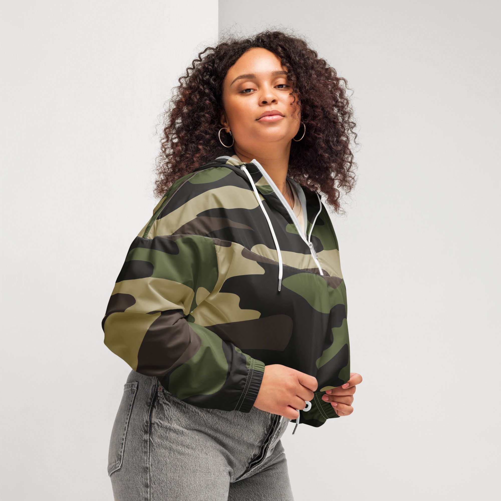 Women's Windbreaker | Classic Green Camouflage Camo Colors