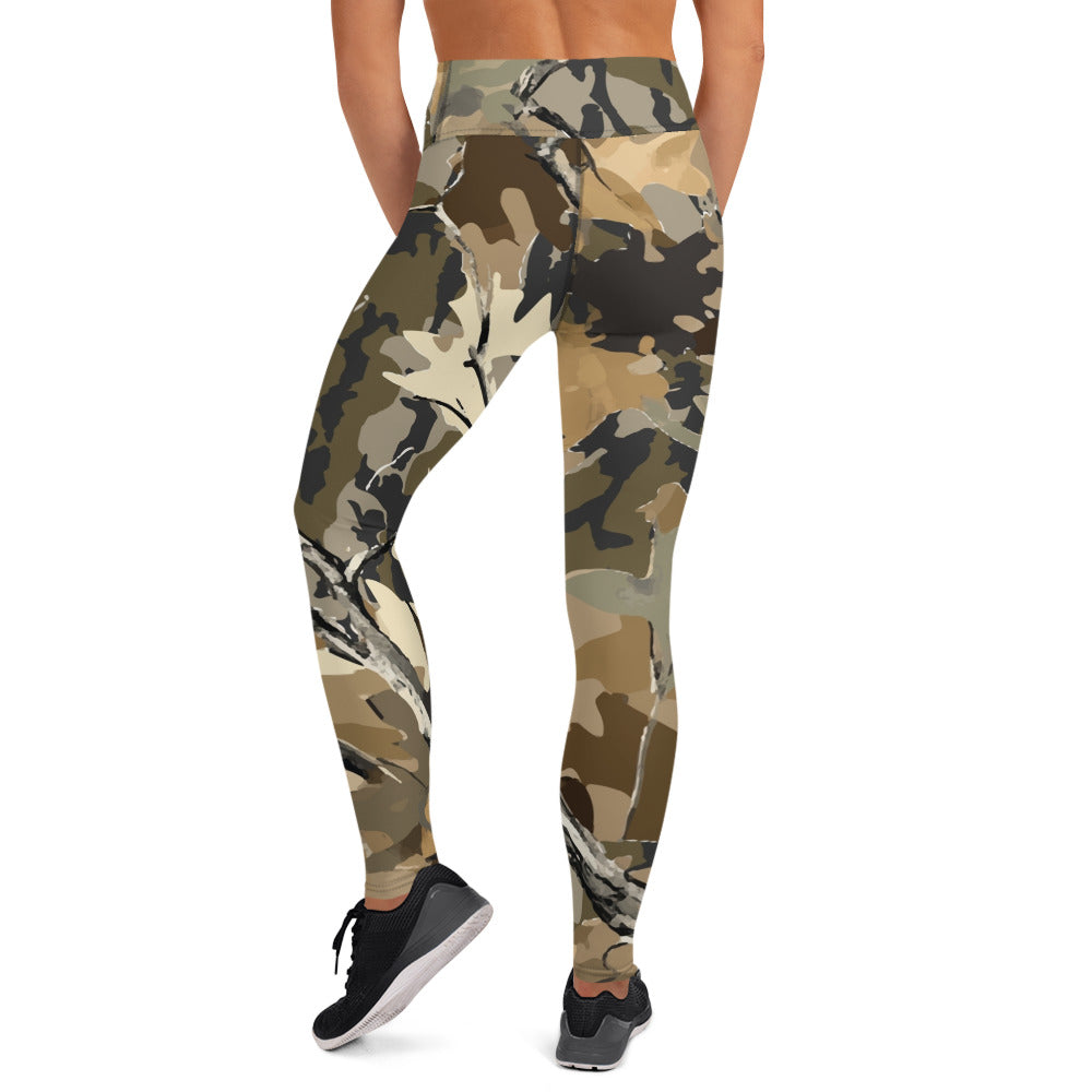 Yoga Pants | Green Oak Tree Camouflage style Camo Colors