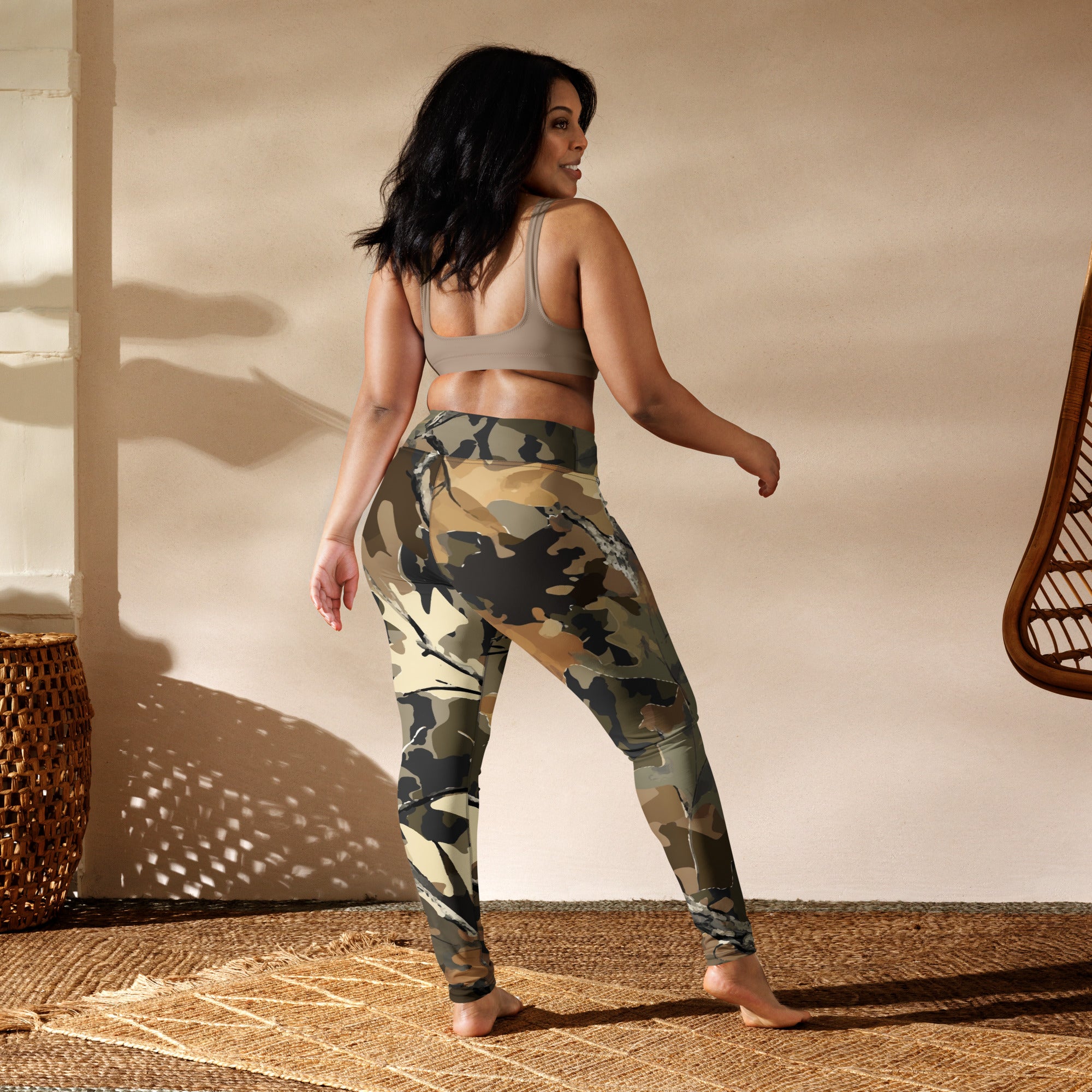 Yoga Pants | Green Oak Tree Camouflage style Camo Colors