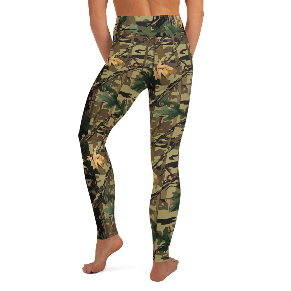 Green Yoga Pants | Forest Tree Camouflage Camo Colors
