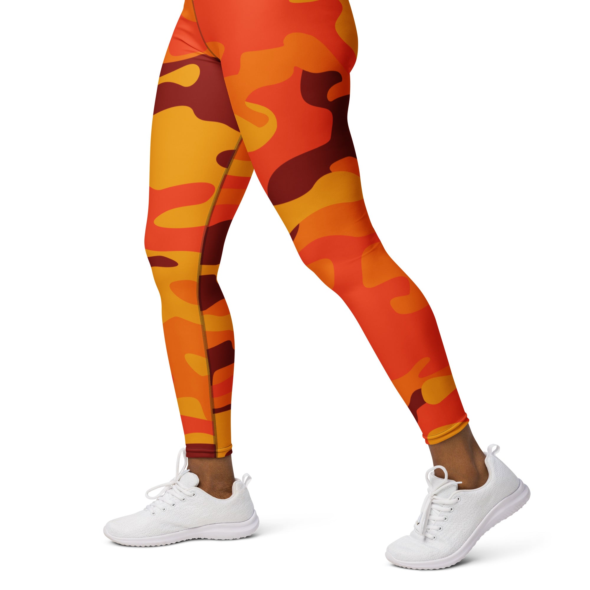 Yoga Pants | Orange and Red Camouflage style Camo Colors