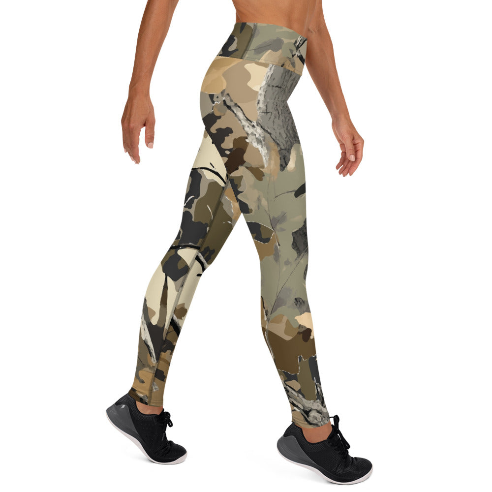 Yoga Pants | Green Oak Tree Camouflage style Camo Colors