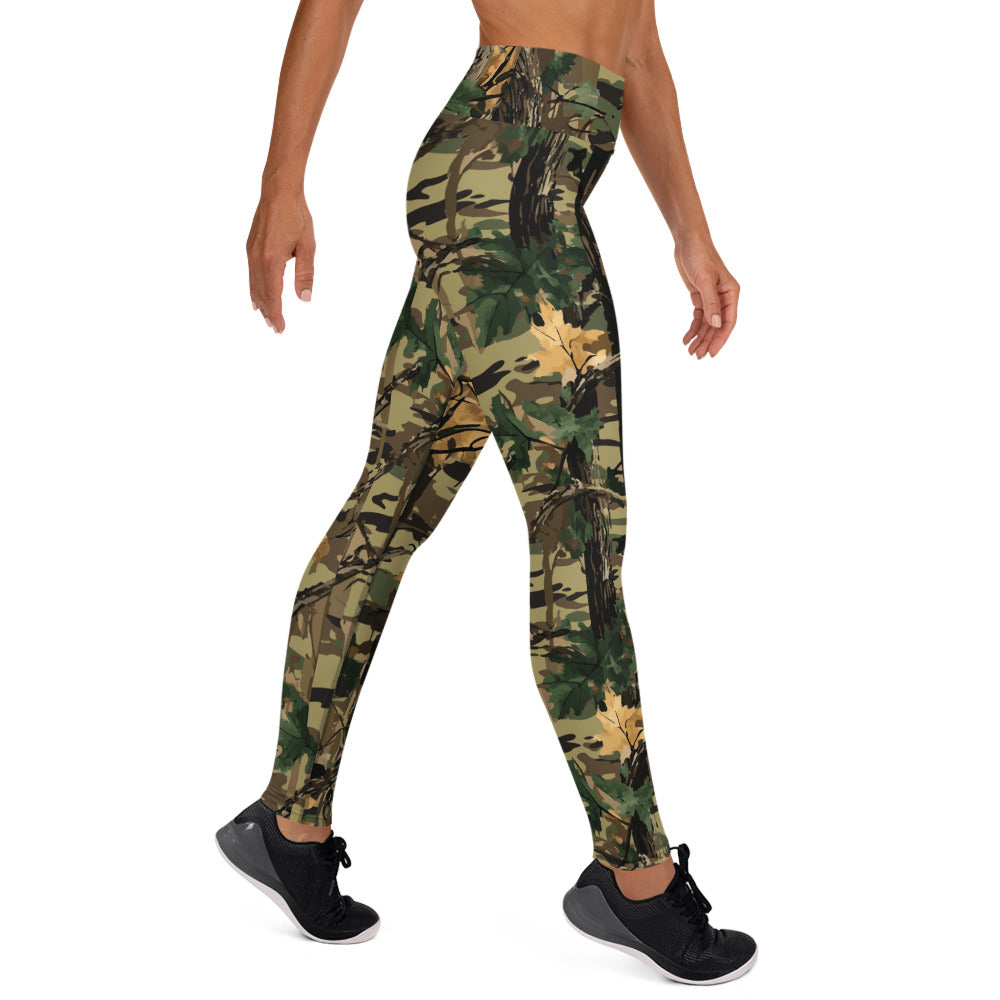 Green Yoga Pants | Forest Tree Camouflage Camo Colors