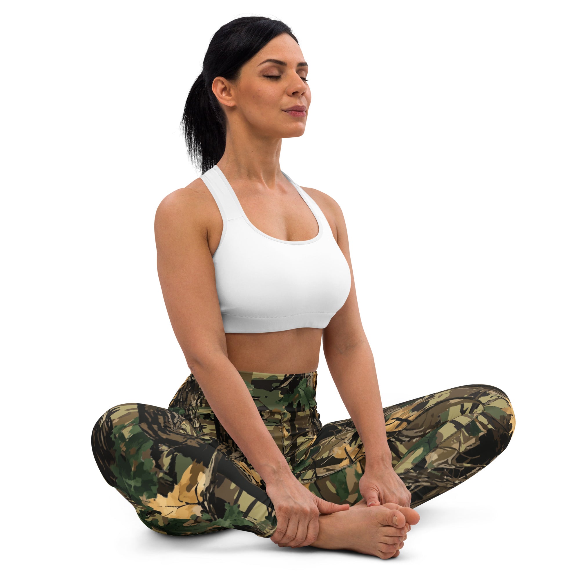 Green Yoga Pants | Forest Tree Camouflage Camo Colors