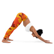 Yoga Pants | Orange and Red Camouflage style Camo Colors