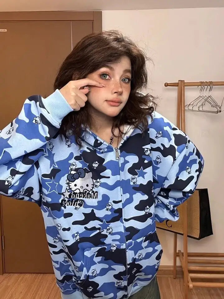 Hello Kitty Camo Zip Up Hoodie Camo Colors