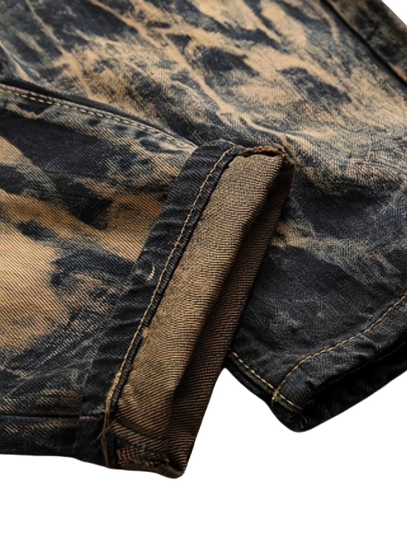 Men's Street Style Embroidered Jeans: Regular Fit, Non-Stretch Denim Camo Colors