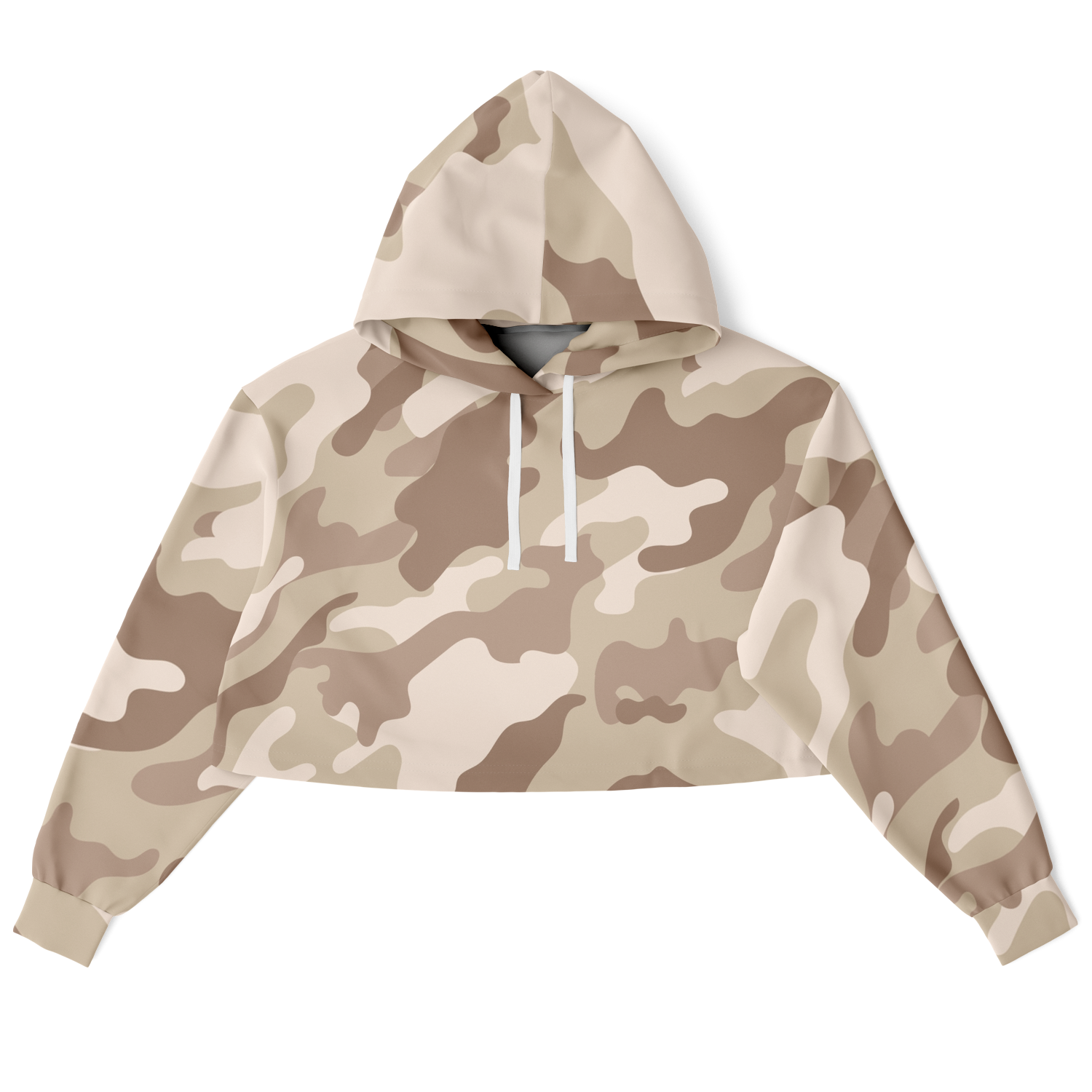 Cropped Hoodie For Women | Brown Desert Camouflage Camo Colors