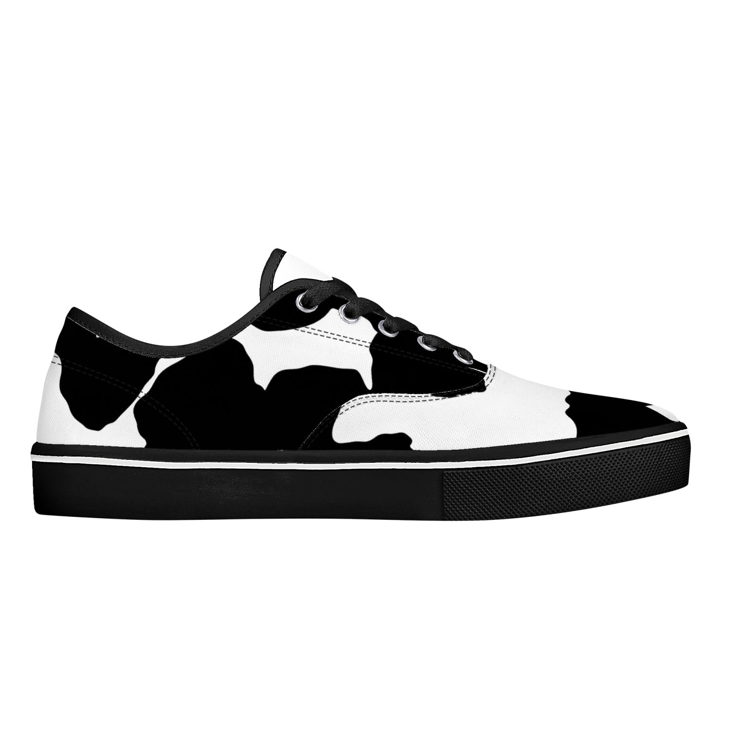 Camo Skate Shoes | Black & White Cow Print Camo Colors