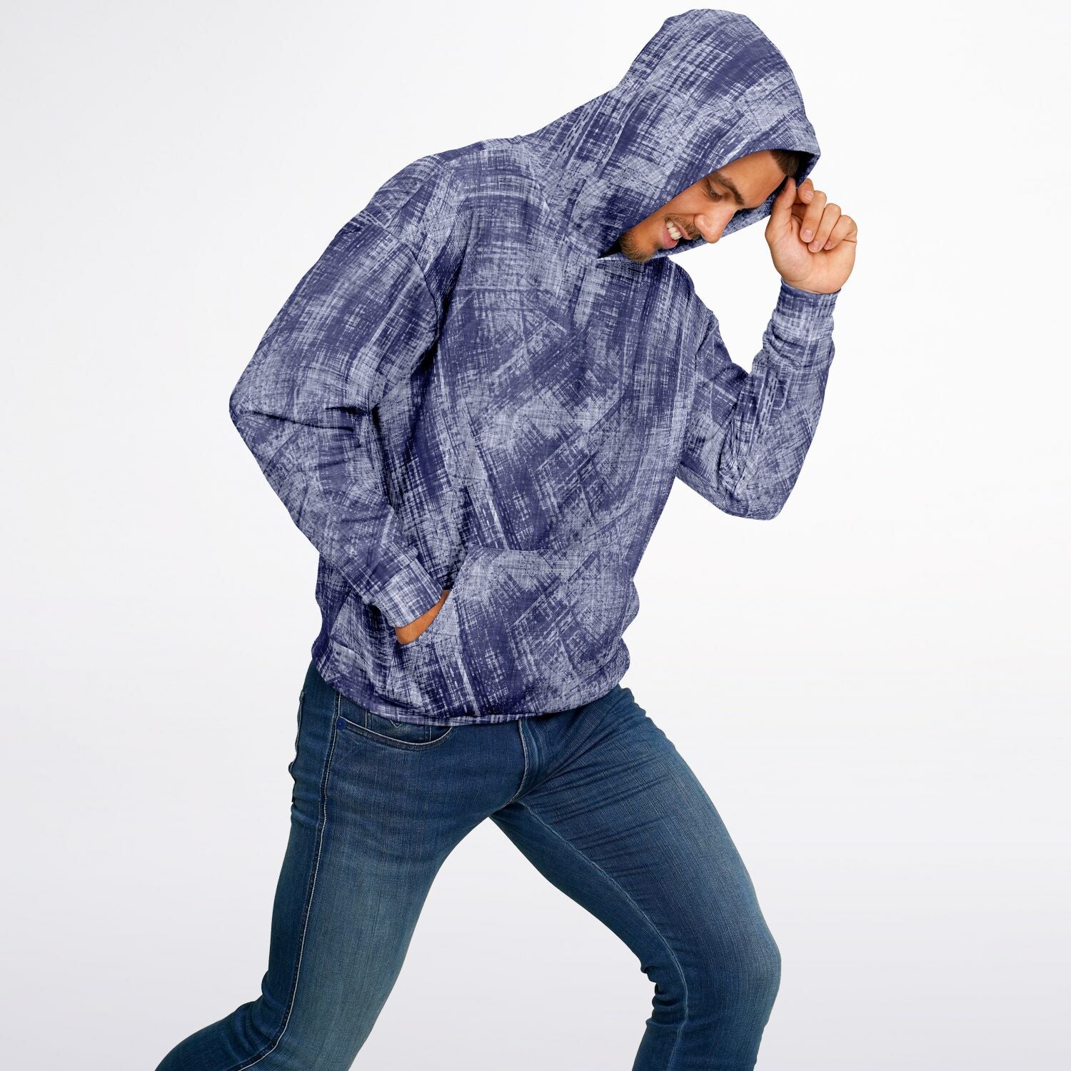 Blue Wash Denim-Style Oversized Hoodie | Camo Colors