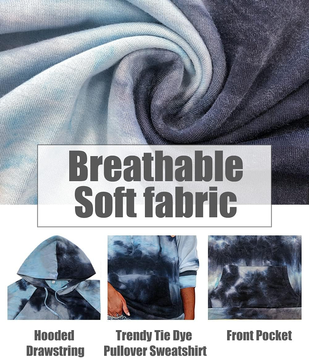 Plus Size Tie Dye Blue Hoodie for Women | Long Sleeve Pullover Camo Colors