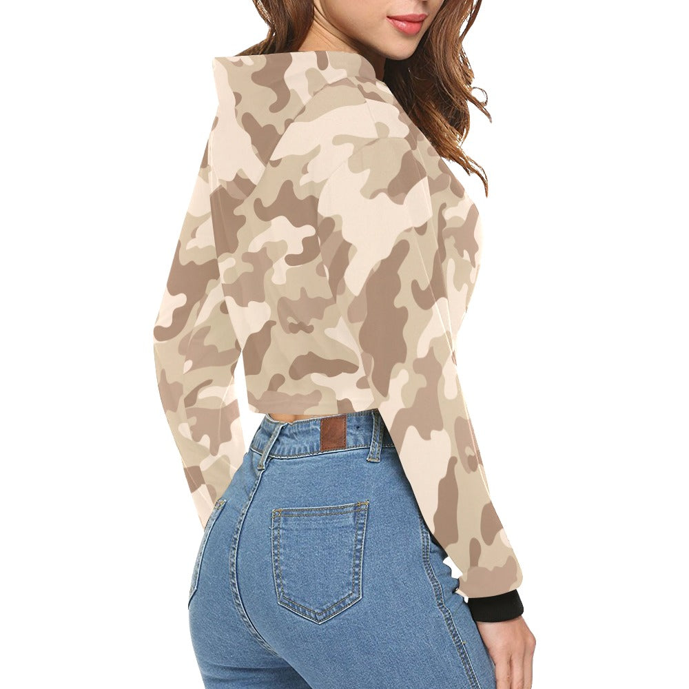 Cropped Camo Hoodie | Regular Fit | Desert Brown Camouflage Camo Colors