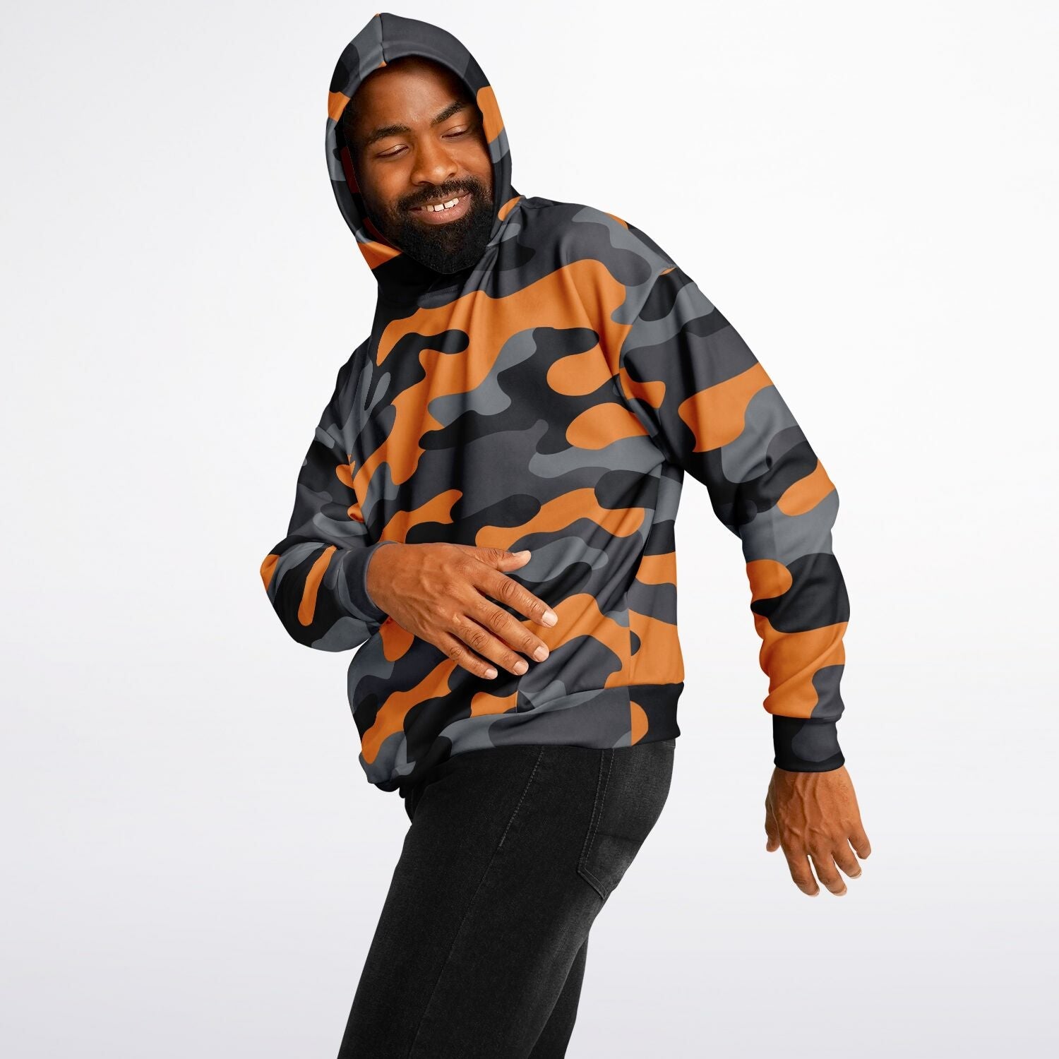 Oversized Camo Hoodie | Orange, Gray and Black | Camo Colors