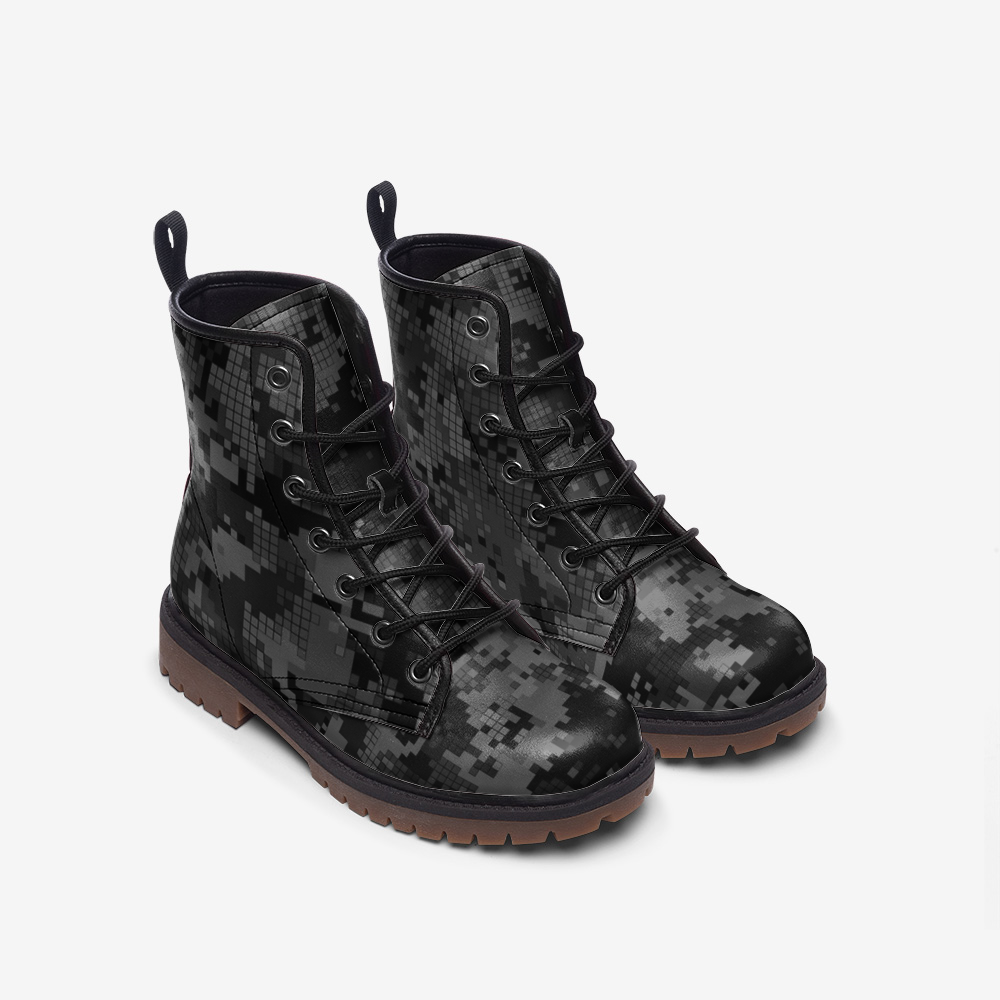 Black Camo Boots | Digital Monochrome Dark Gray Camo Colors