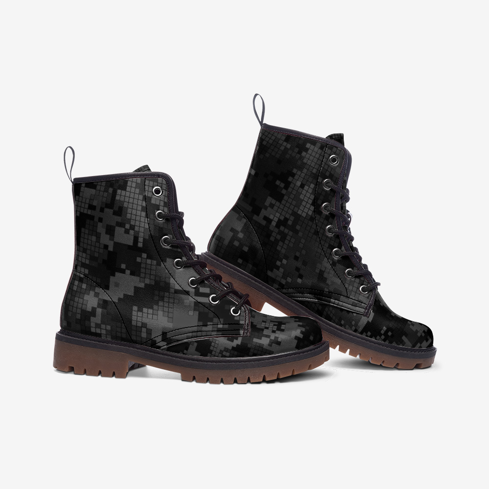 Black Camo Boots | Digital Monochrome Dark Gray Camo Colors