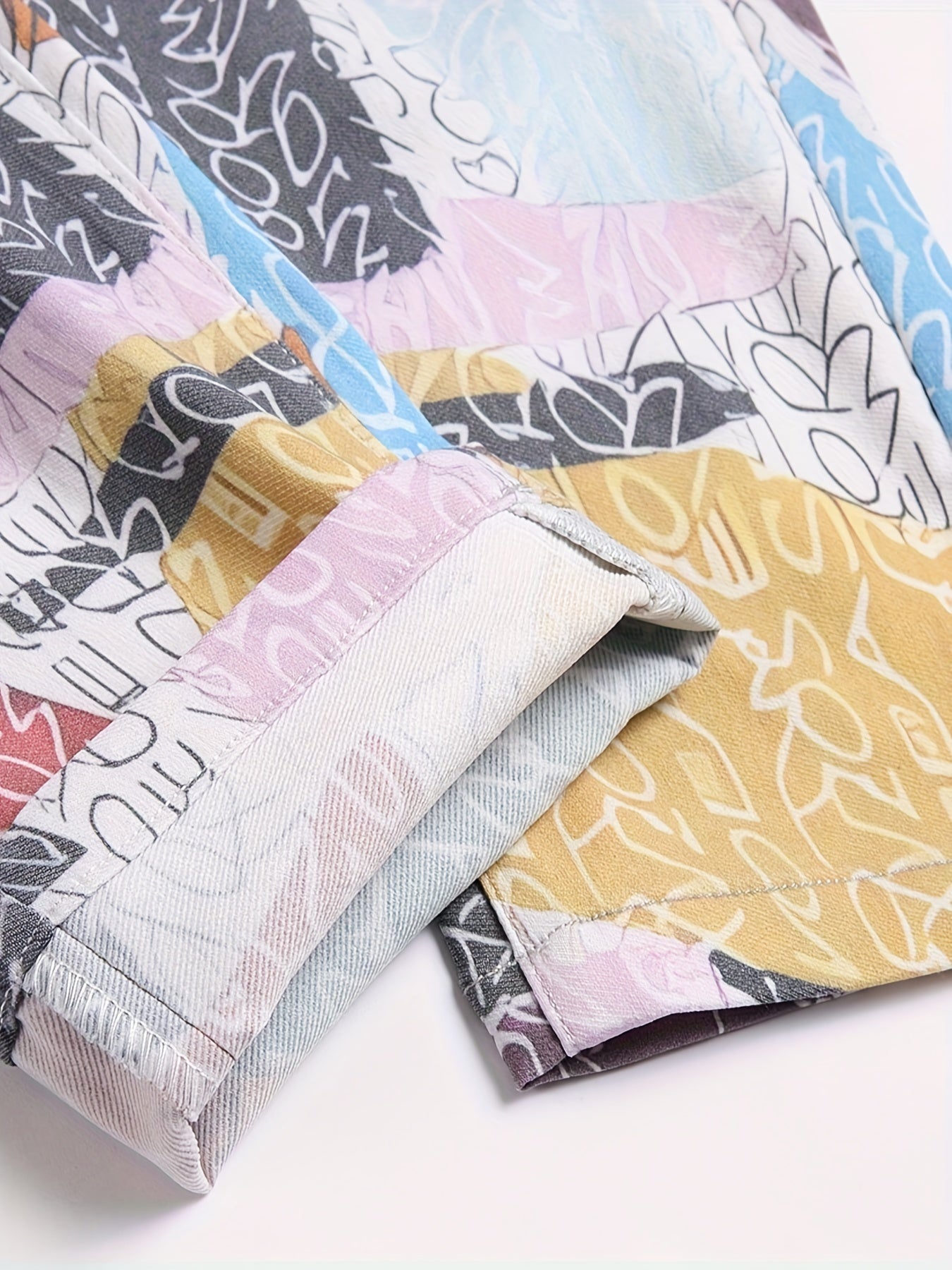 Men's Slim Fit Stretch Jeans - Distressed & Ripped Denim Camo Colors