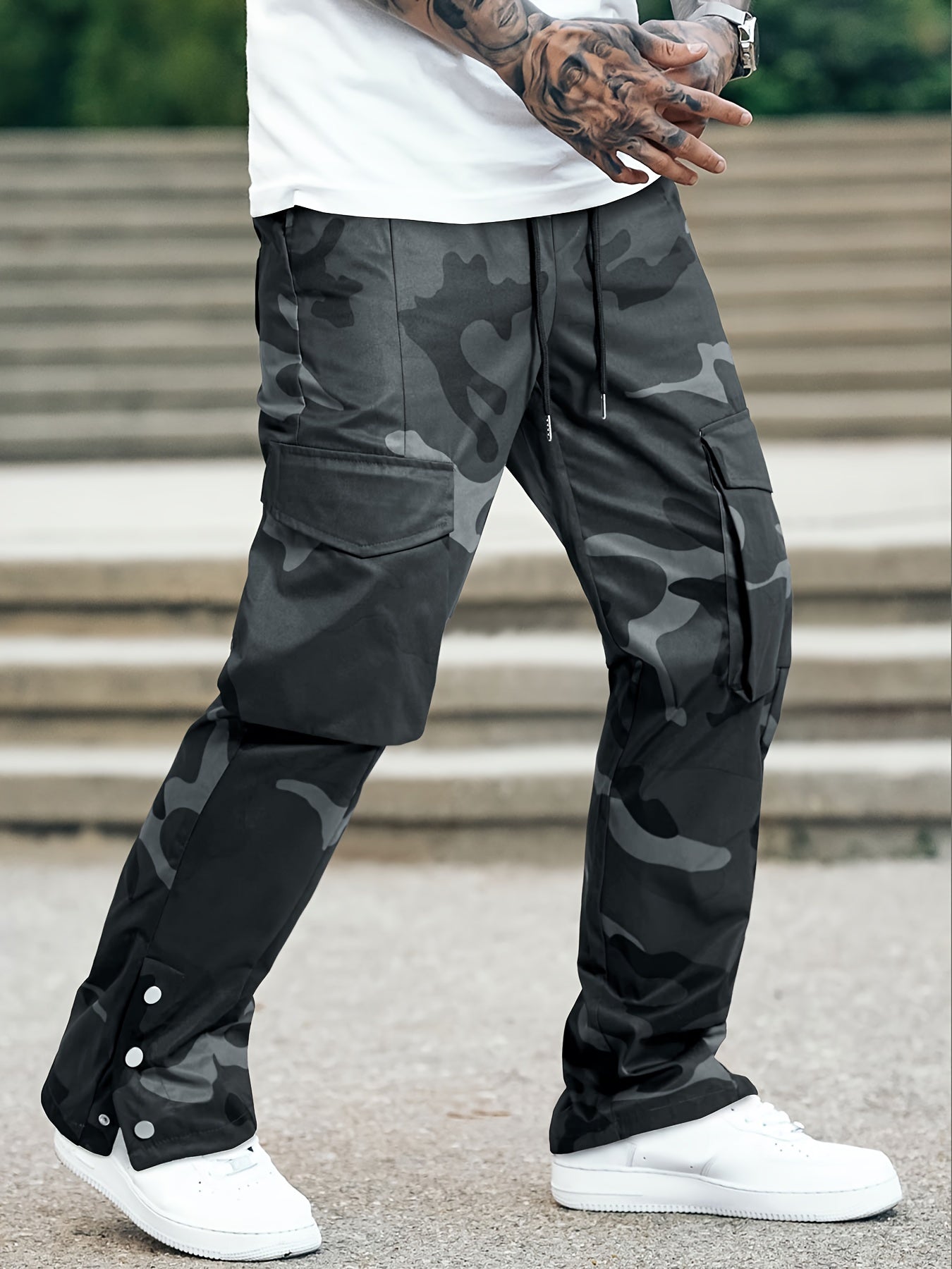 Men's Camouflage Overalls | Street Style in Green / Gray Camo Colors