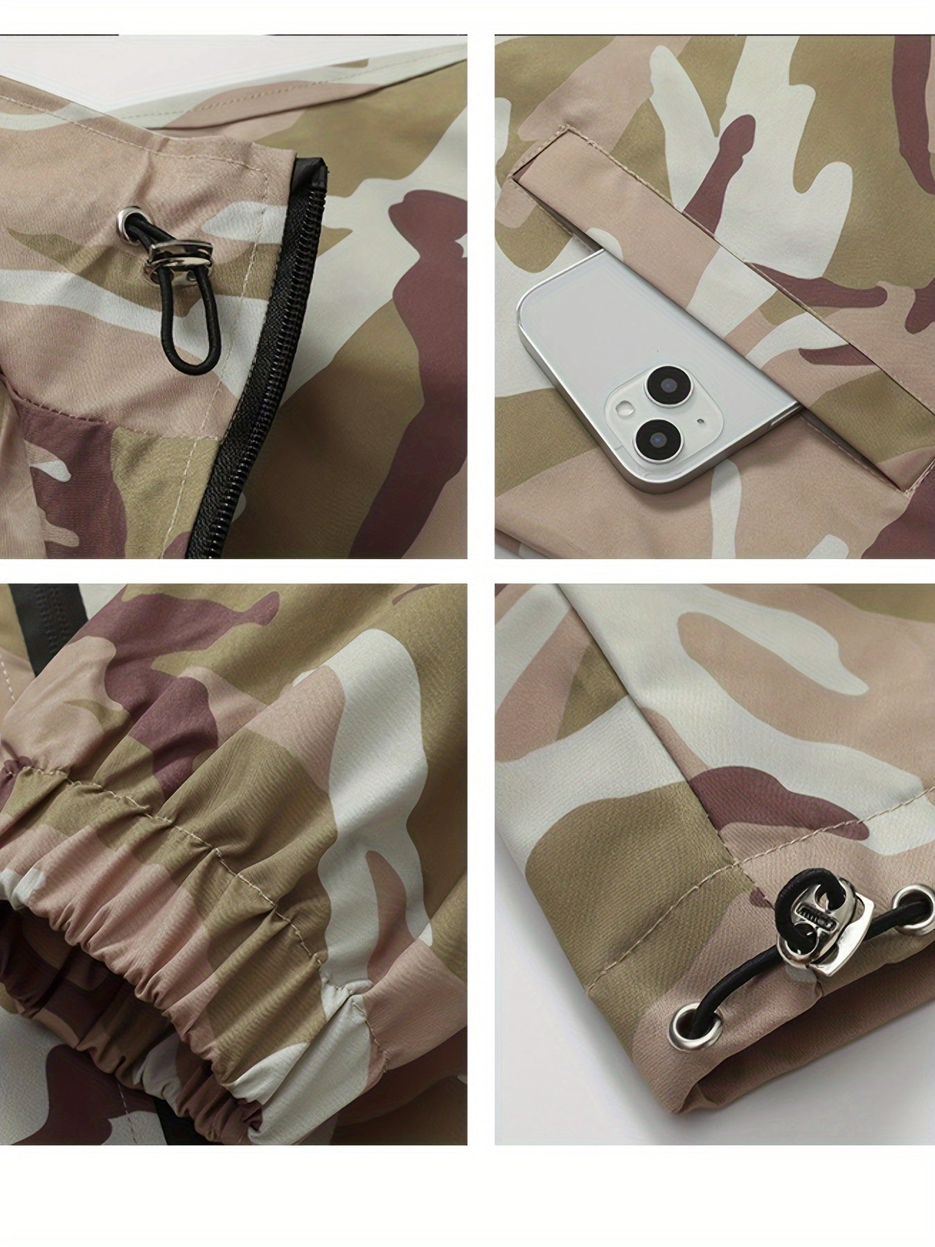 Military Style Men's Camo Jacket in Khaki and Green Camo Colors