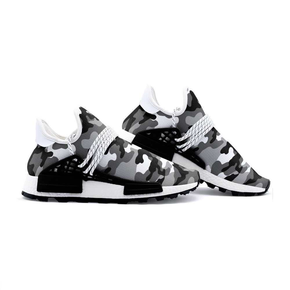 Lightweight Camo Sneakers | Gray, Black, and White Camo Colors