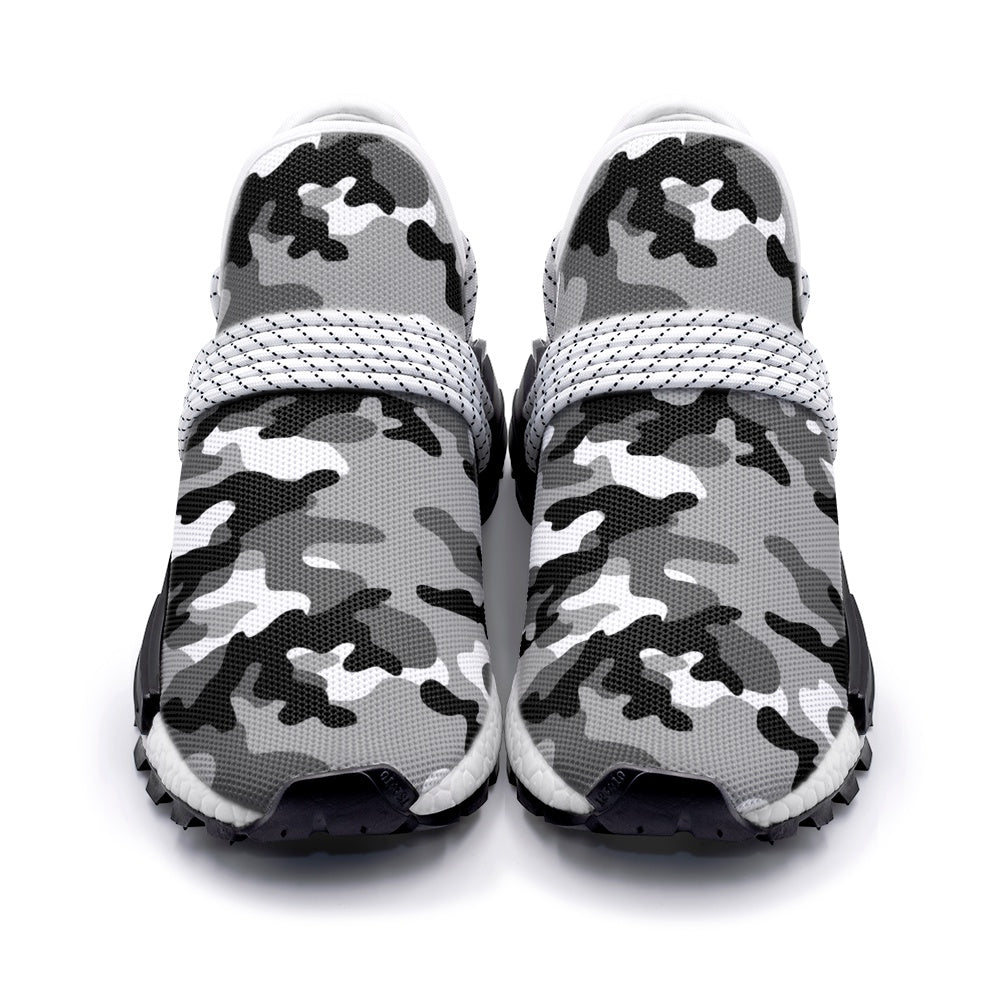 Lightweight Camo Sneakers | Gray, Black, and White Camo Colors