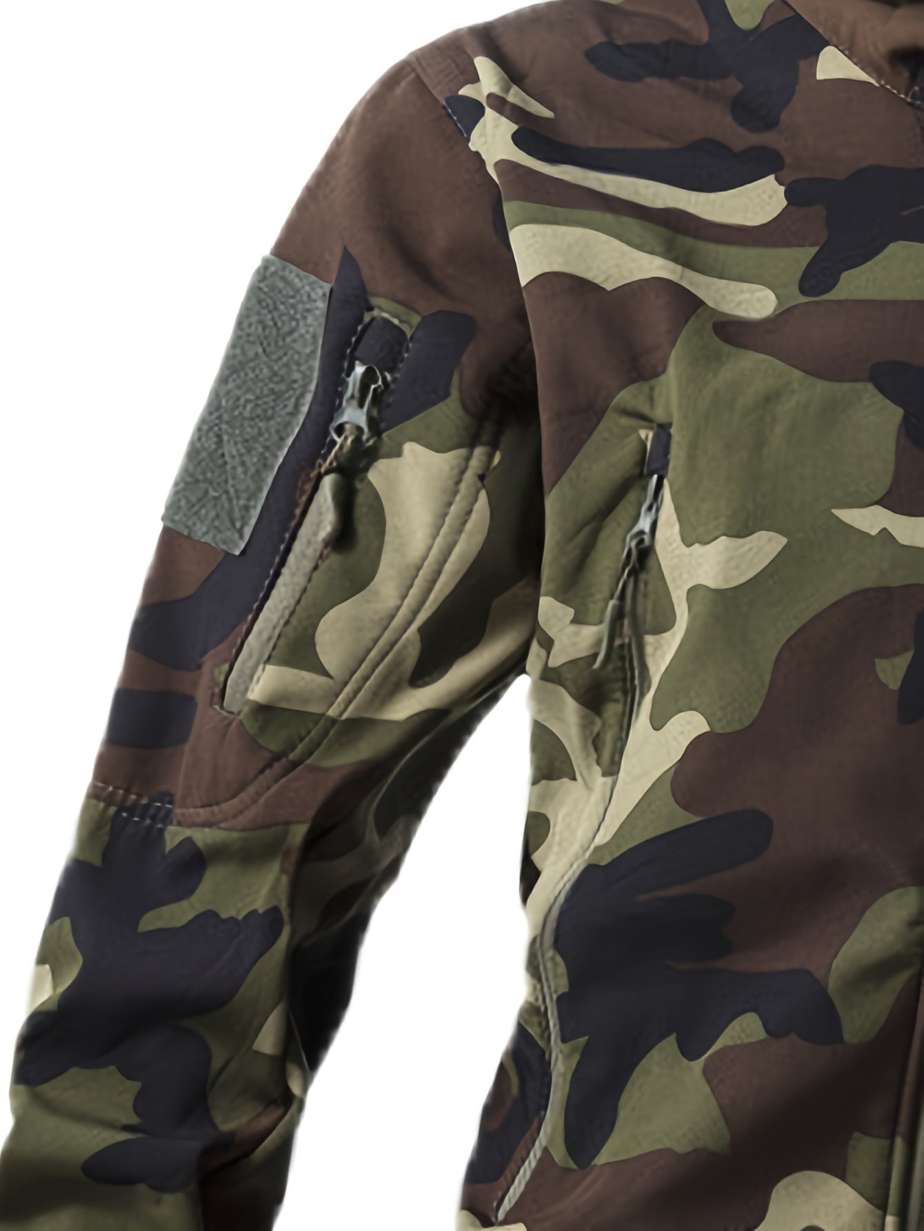 Men's Military Camo Jacket | Hooded Windbreaker with Zippered Pockets, Removable Hood Camo Colors