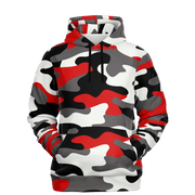 Camo Hoodie | Red, Black, and White Pullover Camo Colors