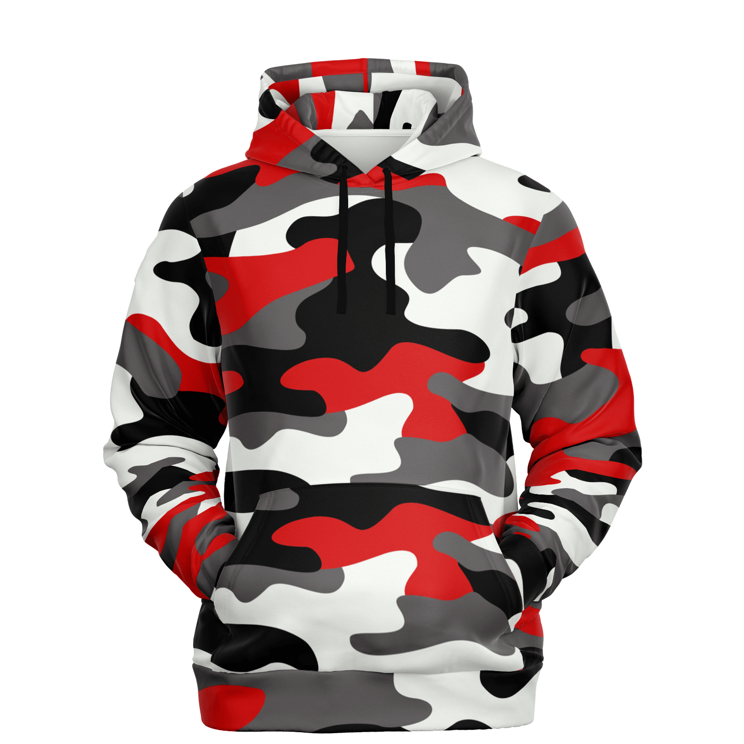 Camo Hoodie | Red, Black, and White Pullover Camo Colors