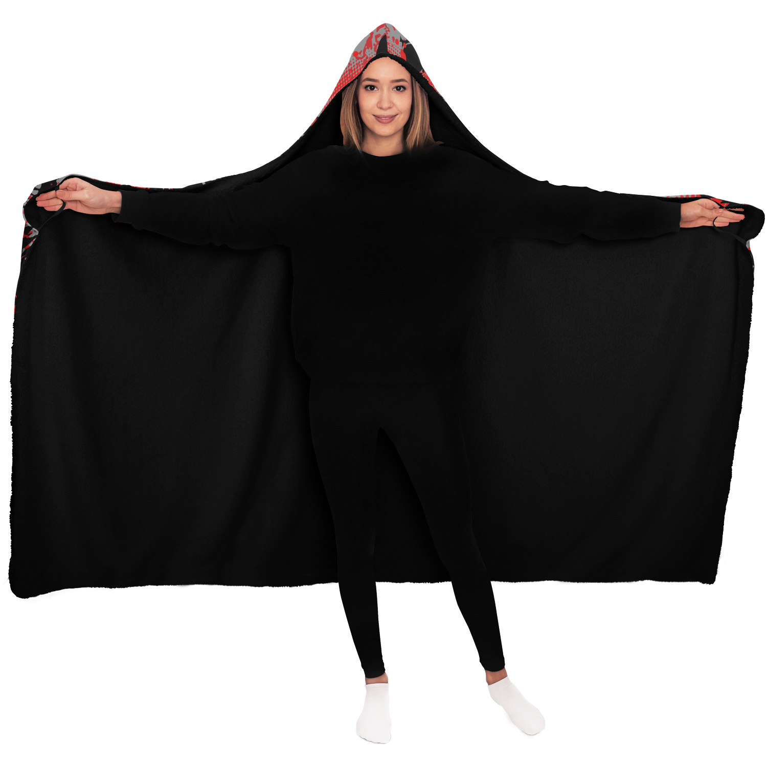 Blanket Hoodie | Red Skulls Camo Print | Microfleece Lining | Camo Colors