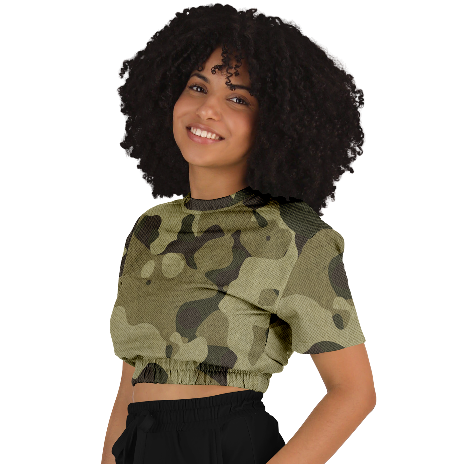 Camo Crop Top Sweatshirt | Green Fabric Camo Colors