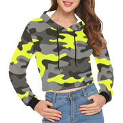 Cropped Camo Hoodie | Regular Fit | Yellow, Black, and Gray Camouflage Camo Colors