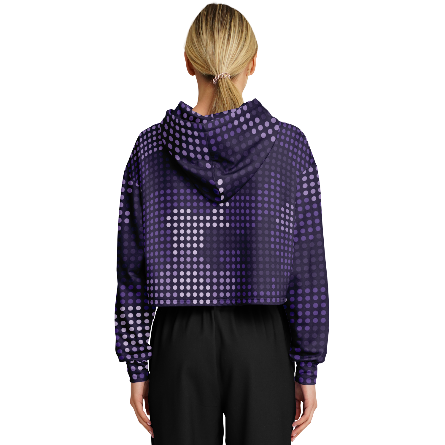 Cropped Hoodie For Women | Blue LED Screen Camouflage Pattern Camo Colors