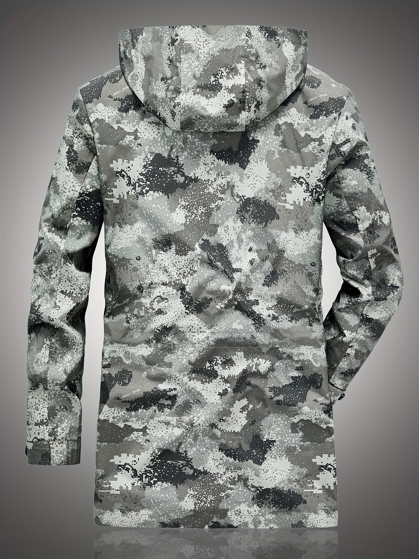 Men's Camo Hooded Windbreaker Jacket with Zip & Drawstring Camo Colors
