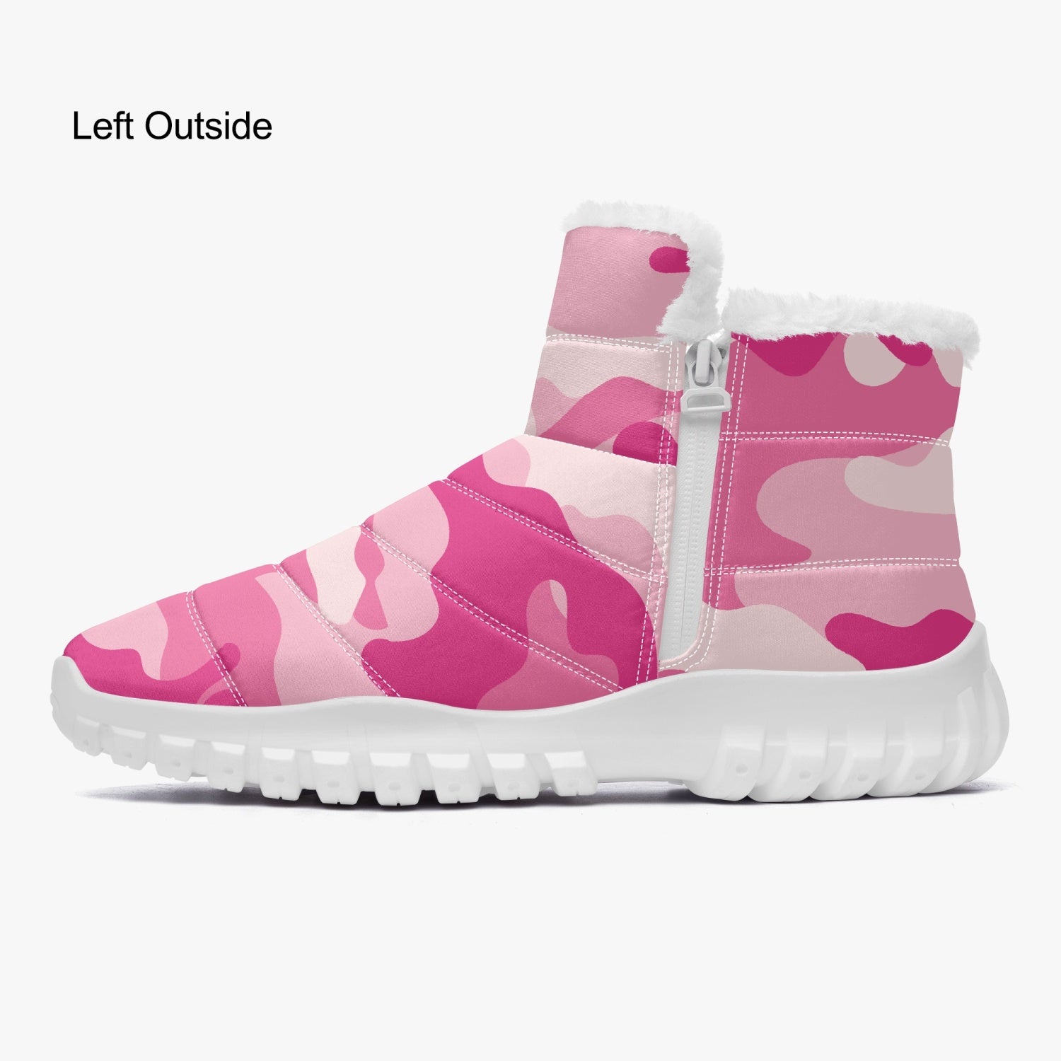 Camo Boots | Cotton-pad Fur Zipper Up | Lavender Pink Camo Colors