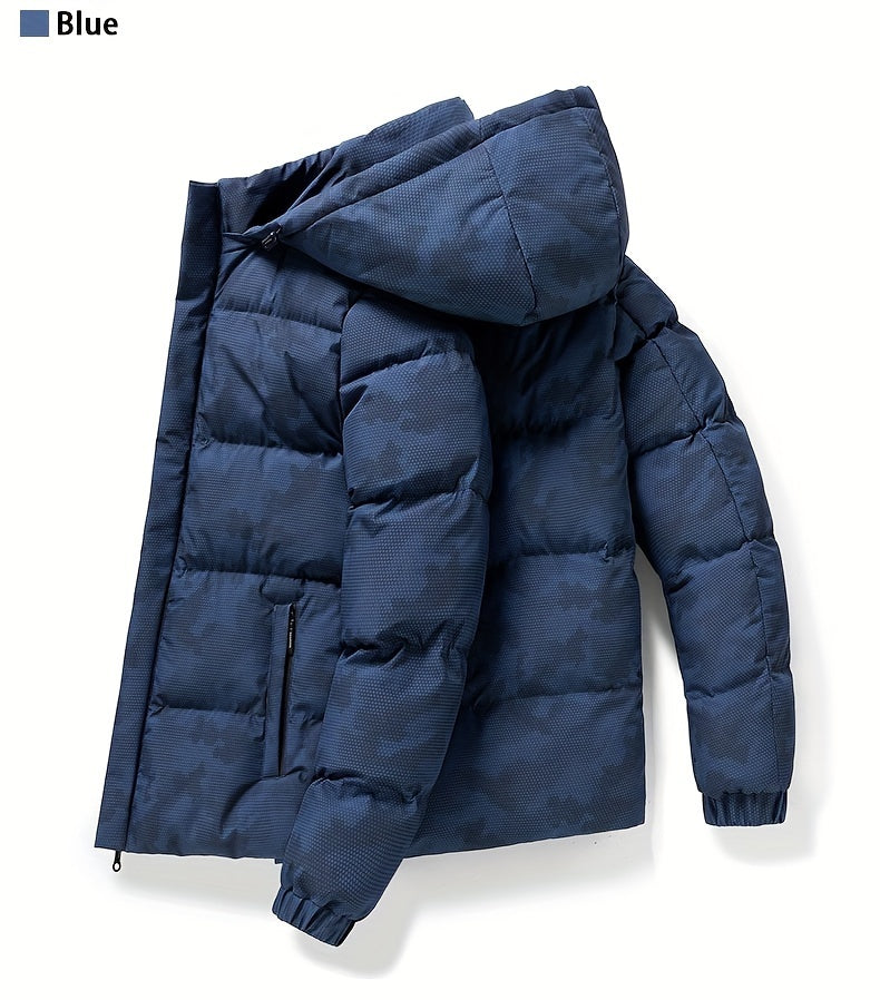 Men's Camo Fleece Jacket: Hooded, Zip-Up, Warm, Outdoor Hoodie Camo Colors