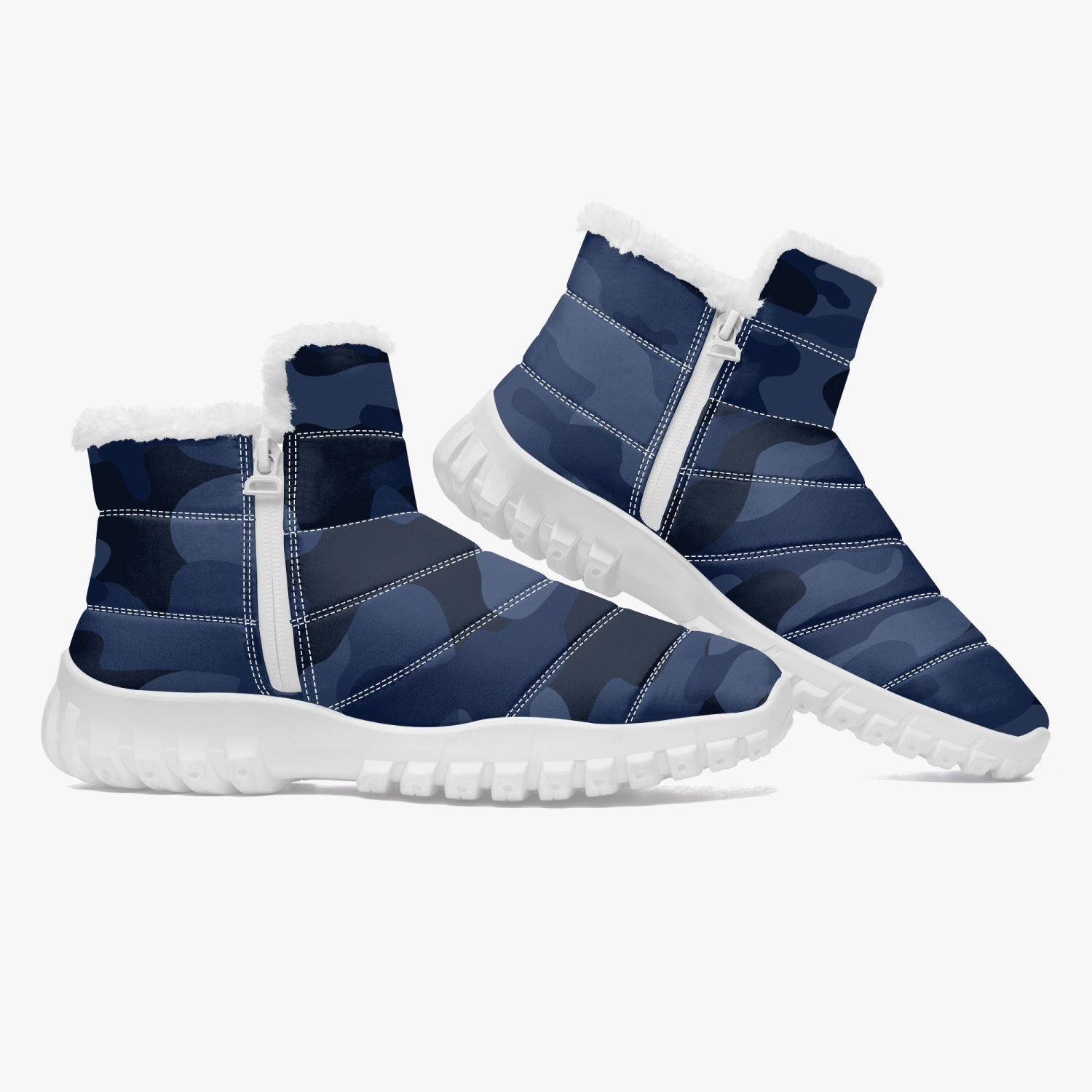 Camo Boots | Cotton-pad Fur Zipper Up | Deep Blue Camo Colors