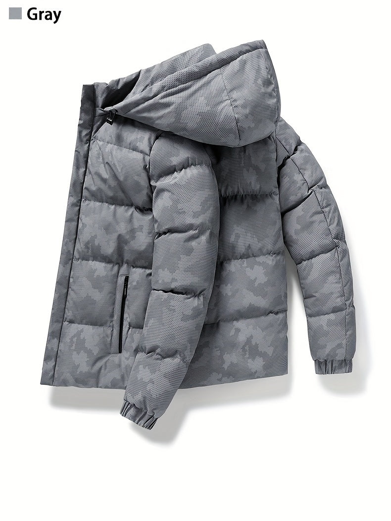 Men's Camo Fleece Jacket: Hooded, Zip-Up, Warm, Outdoor Hoodie Camo Colors