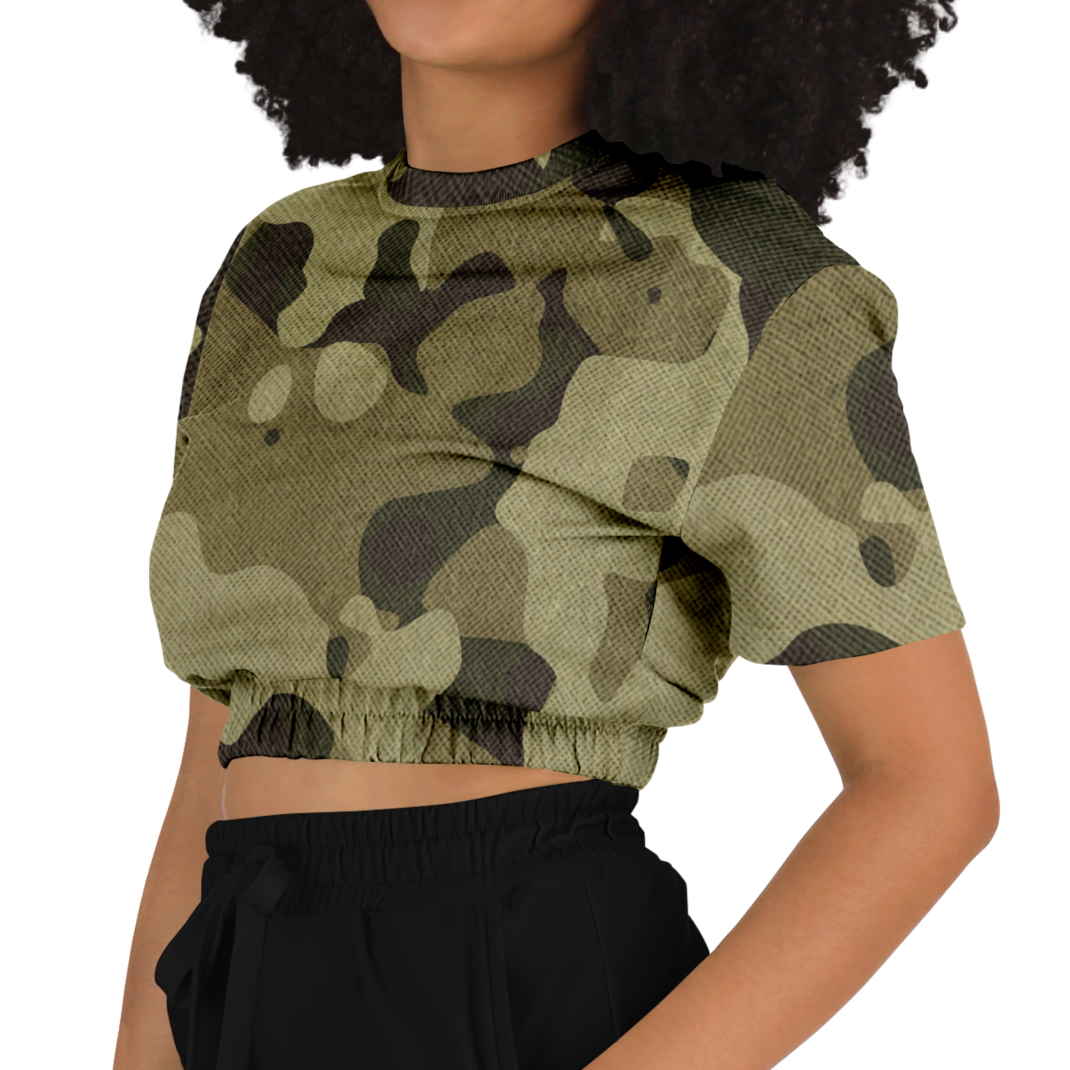 Camo Crop Top Sweatshirt | Green Fabric Camo Colors