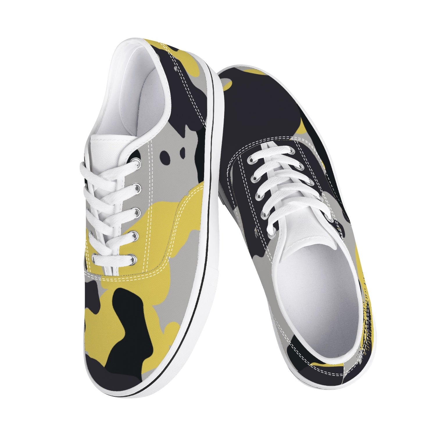 Camo Skate Shoes | Yellow, Black, and Silver Camouflage Camo Colors