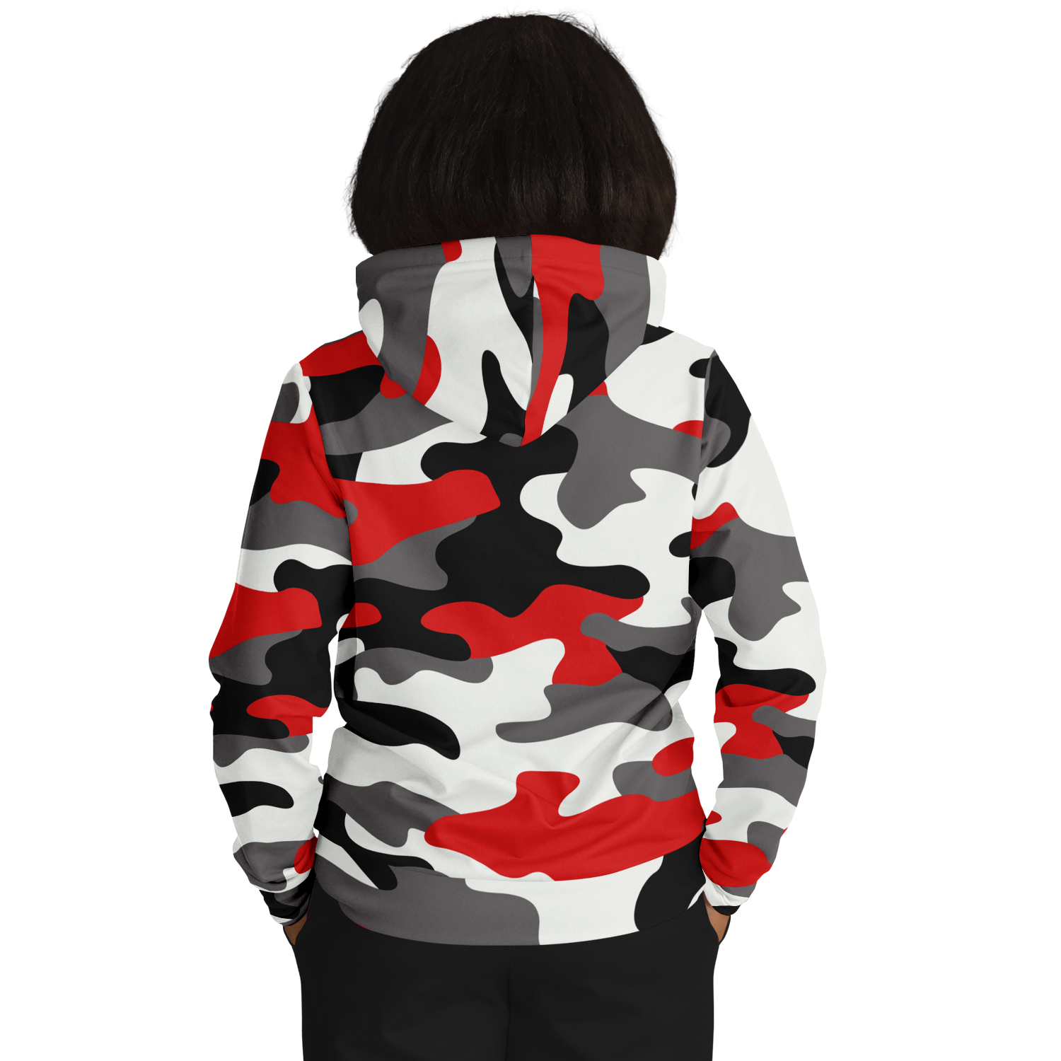 Camo Hoodie | Red, Black, and White Pullover Camo Colors