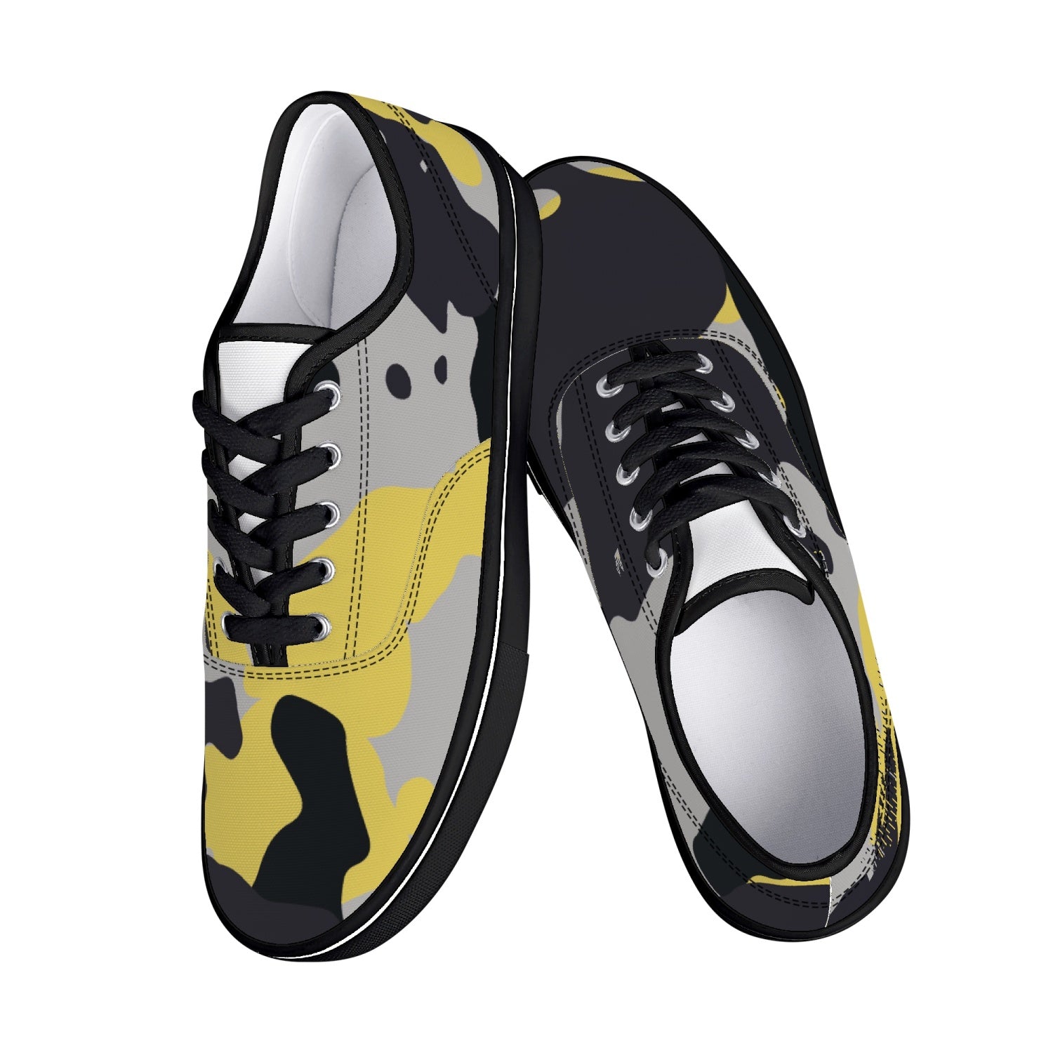Camo Skate Shoes | Yellow, Black, and Silver Camouflage Camo Colors