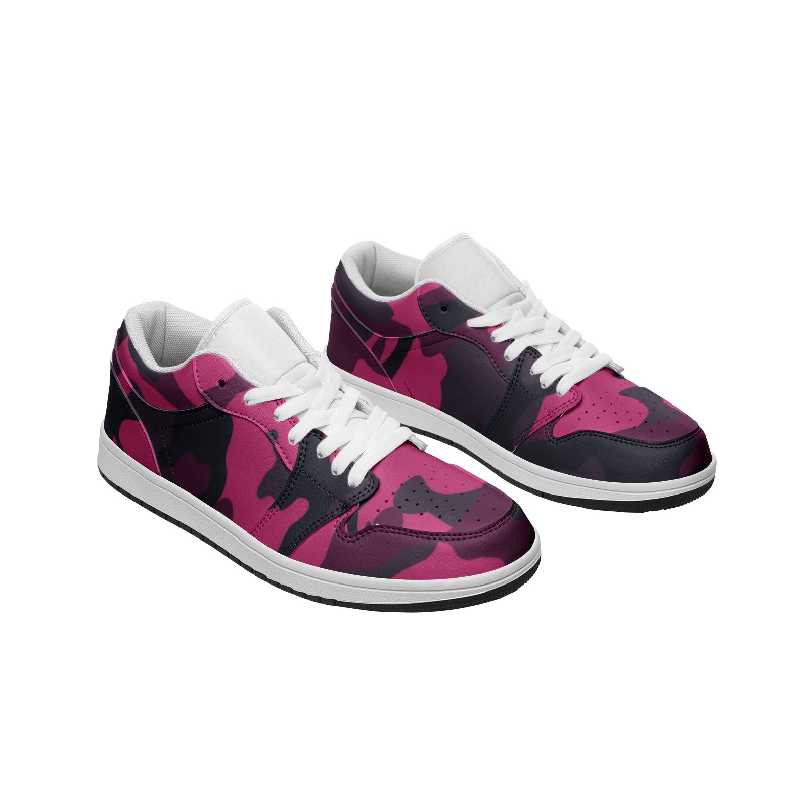 Camo Sneakers | Pink, Onyx & Blue | Unisex Low Top Leather Camo Colors