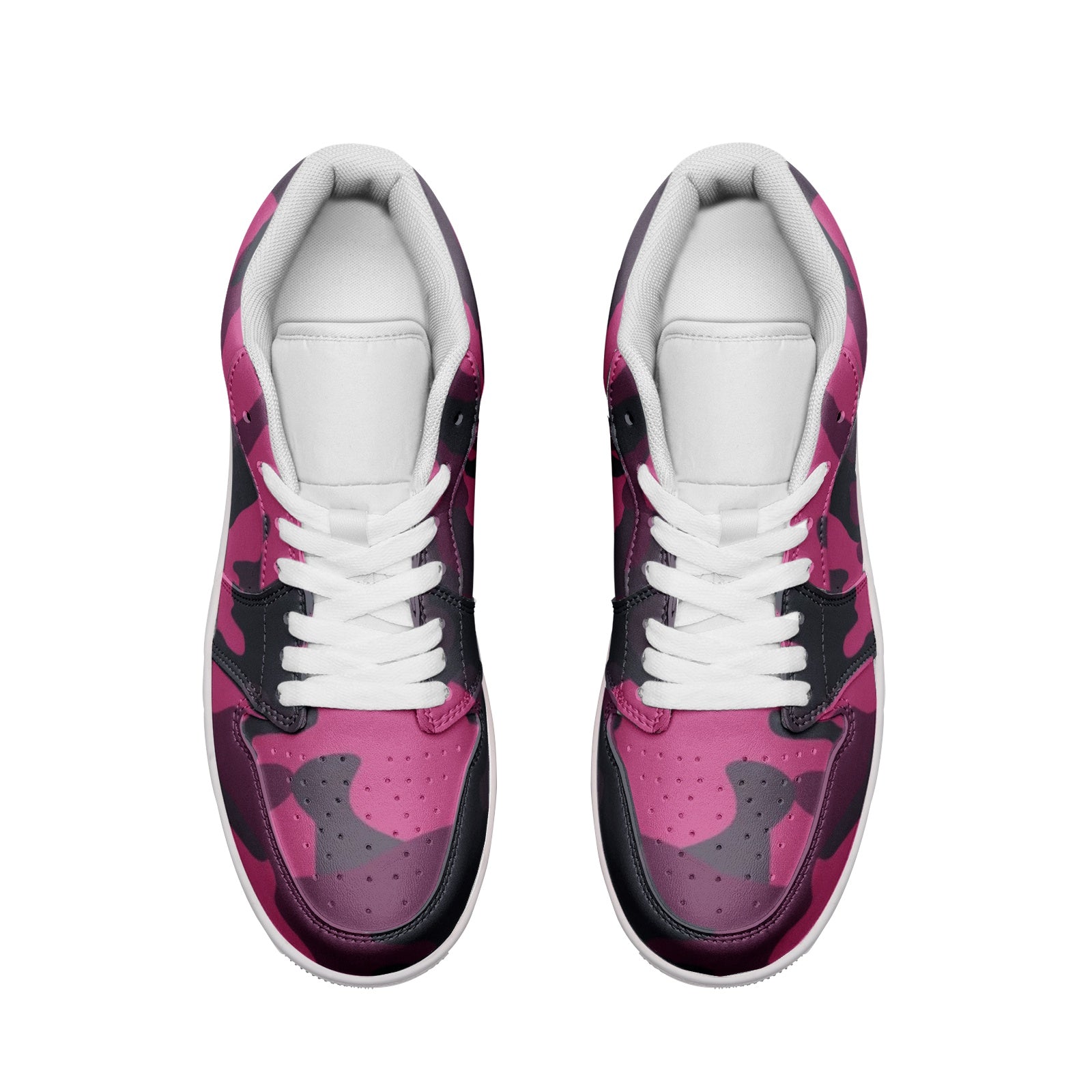Camo Sneakers | Pink, Onyx & Blue | Unisex Low Top Leather Camo Colors