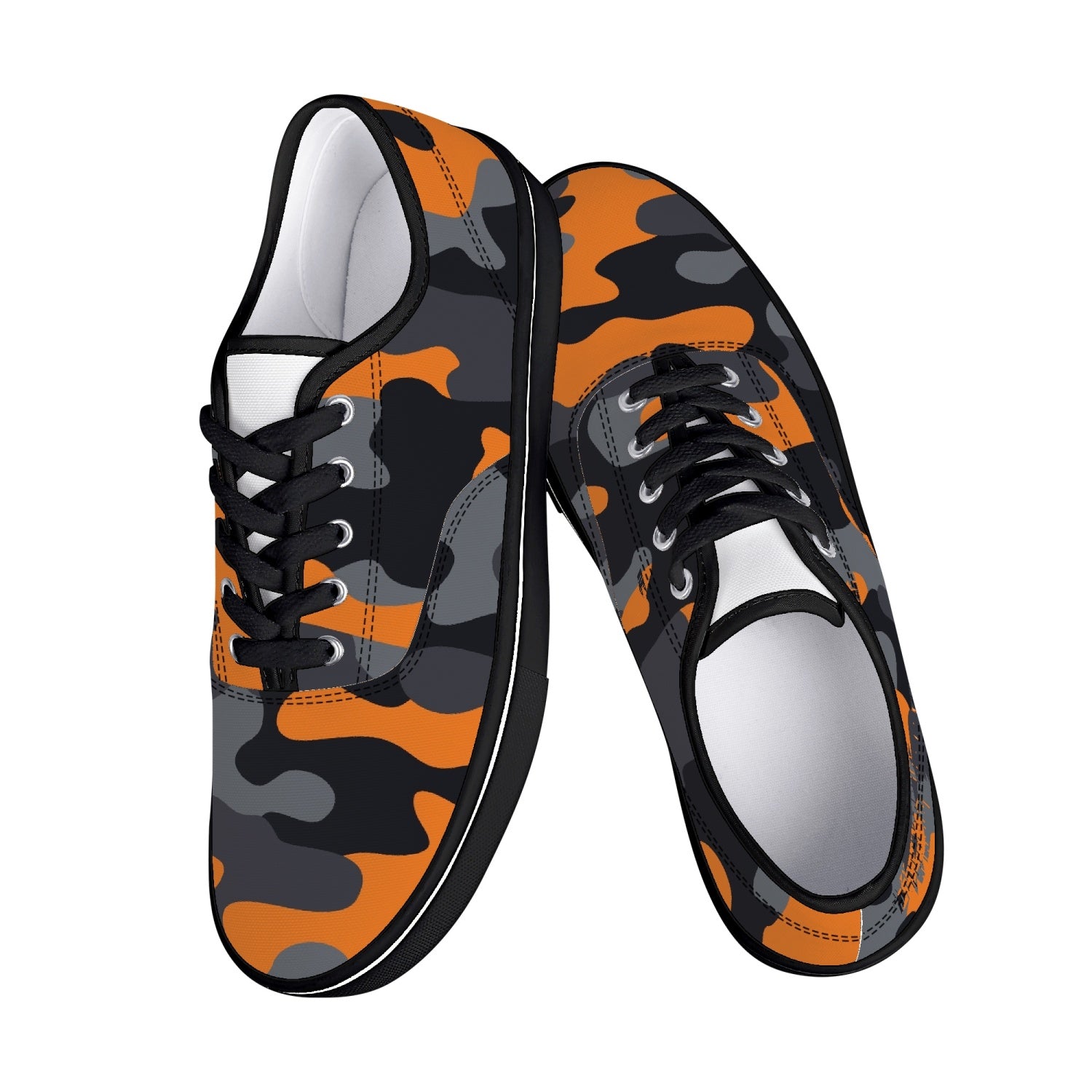 Camo Skate Shoes | Orange, Black, and Gray Camouflage Camo Colors