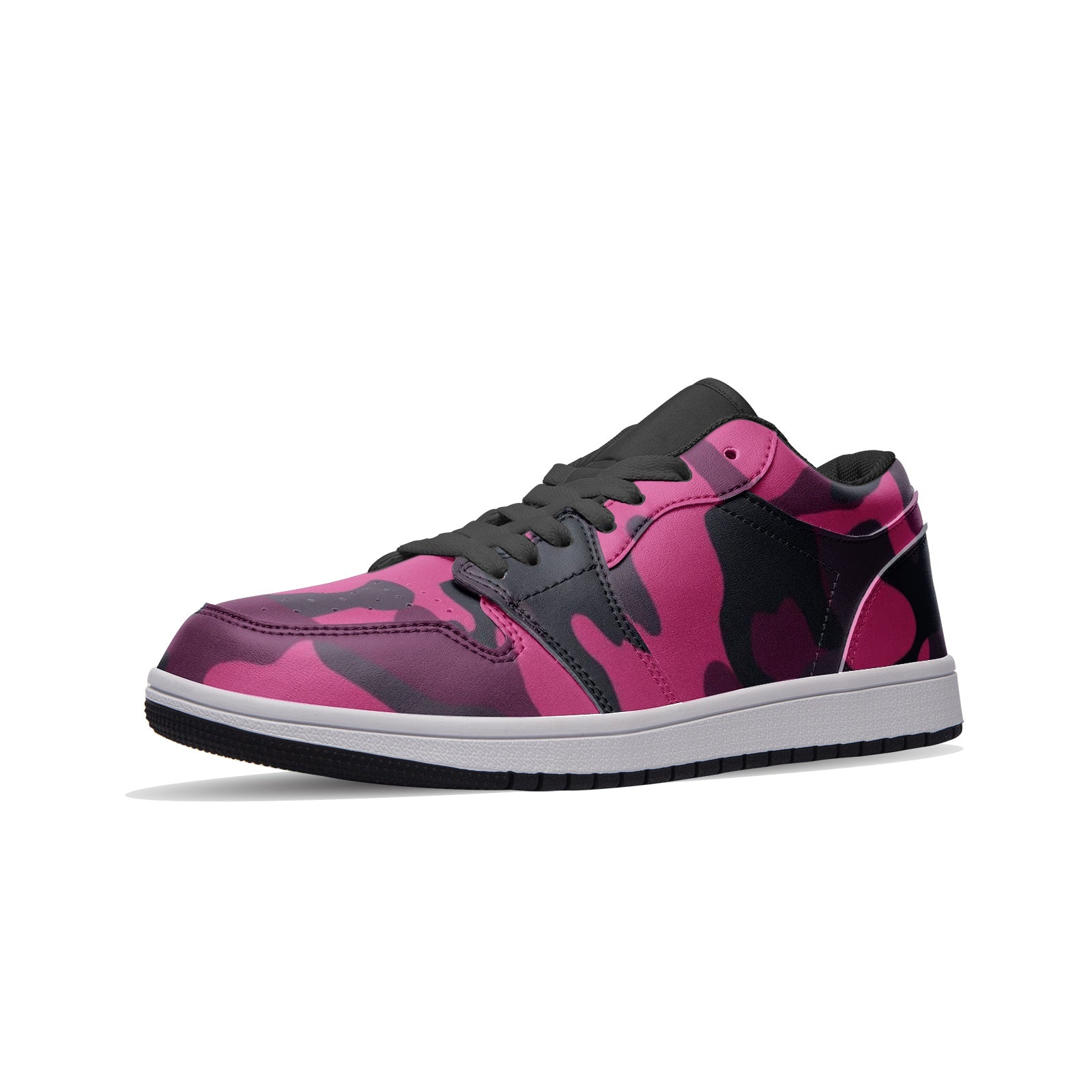 Camo Sneakers | Pink, Onyx & Blue | Unisex Low Top Leather Camo Colors